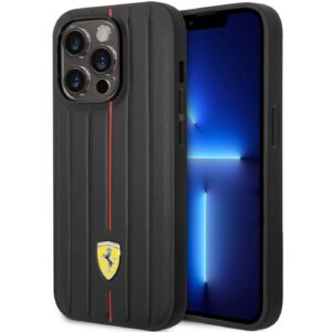 Ferrari Leather Case With Embossed Stripes for Apple iPhone